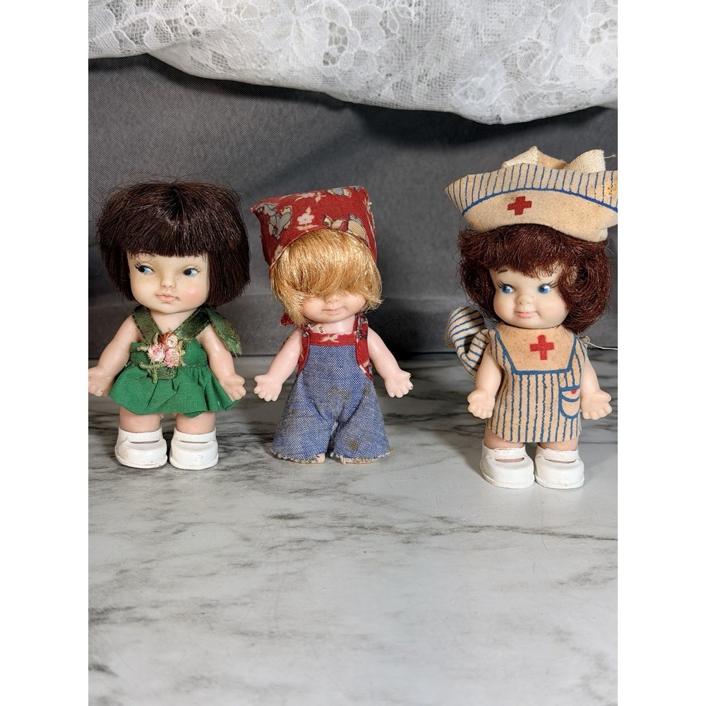 3-Uneeda Pee Wee Dolls 1960s In Original Clothing Vintage (3124)